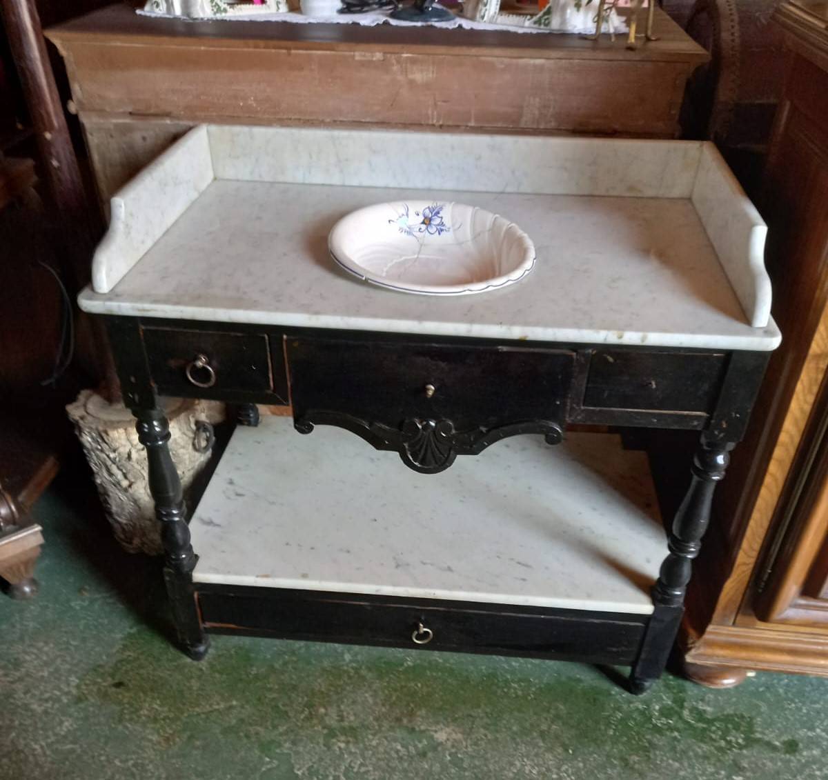 Mueble tocador para lavabo con piedras de mármol 1