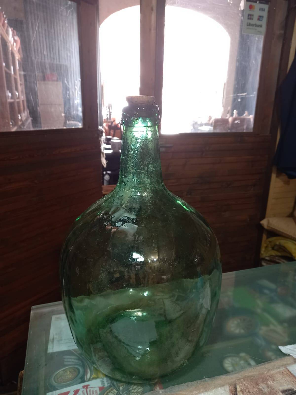 Damajuana de cristal verde 8L