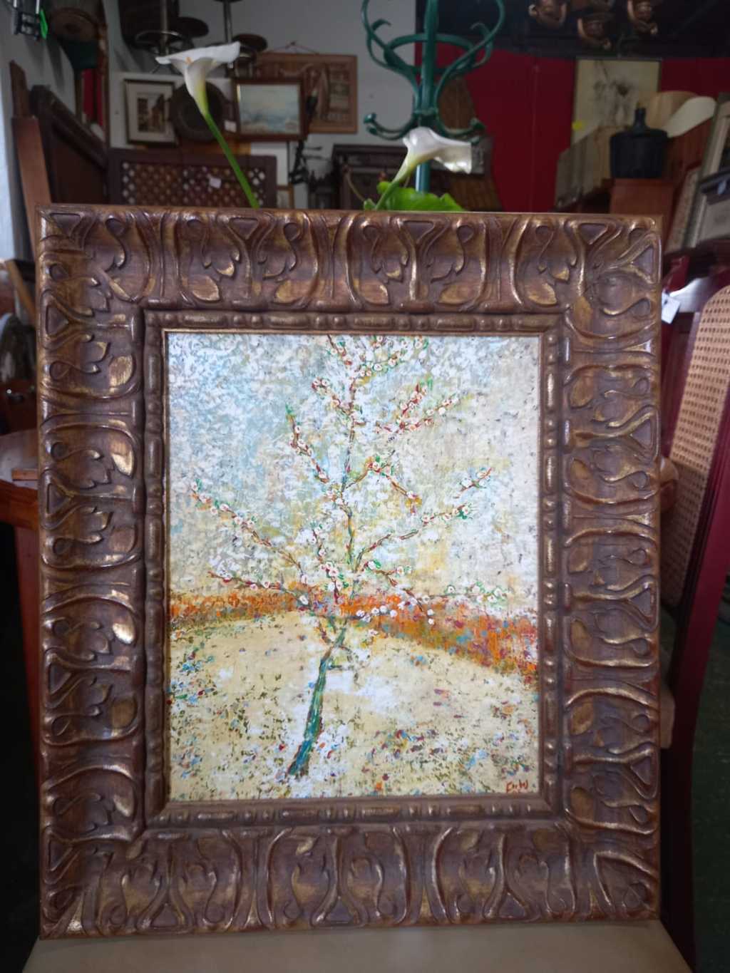 Cuadro con marco de madera póster árbol frutal