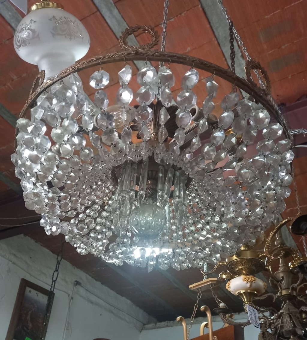 Lámpara de techo de cristal y bronce 2