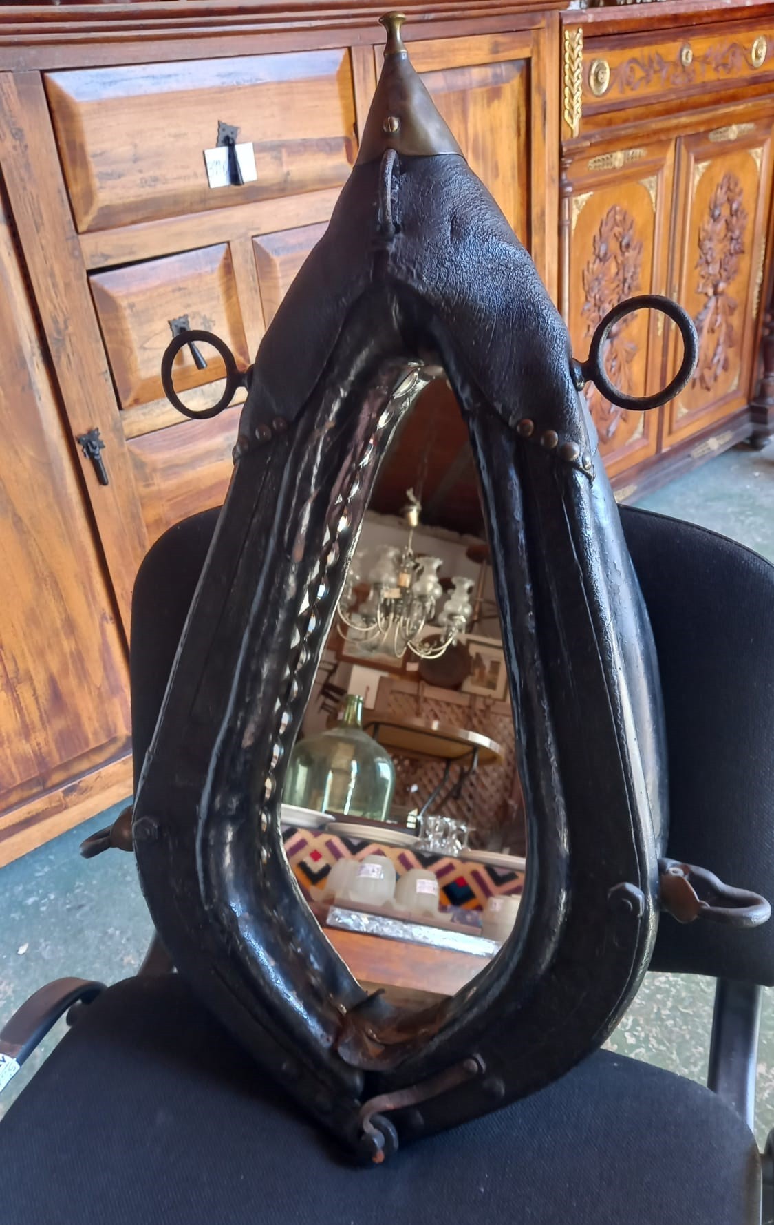 Collera antigua francesa transformada en espejo del siglo XIX 1