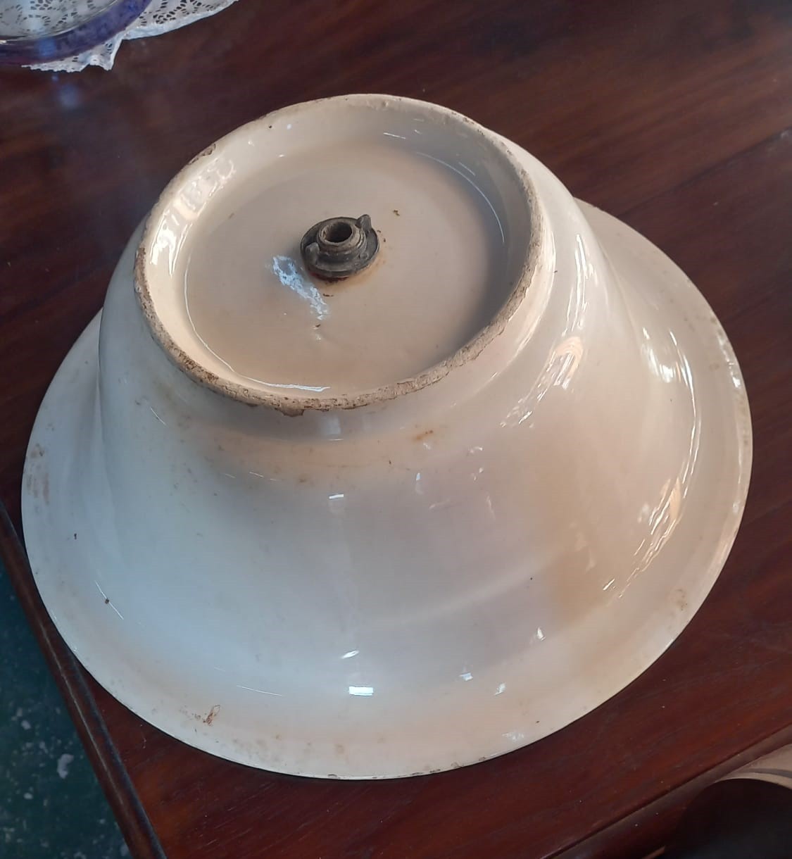 Palangana antigua de cerámica con tapón original 2