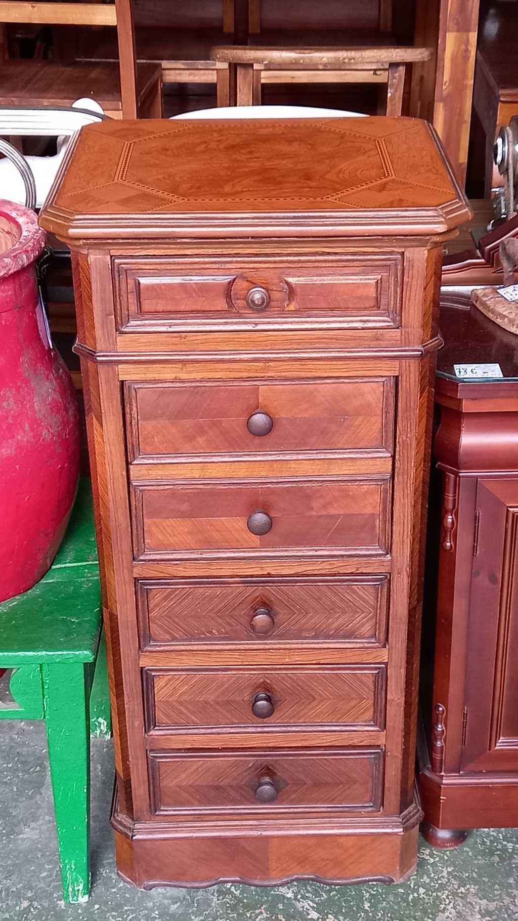Sinfonier inglés de madera maciza con marquetería y cajones funcionales 1
